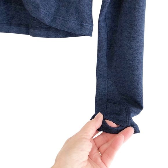 Athleta Girl Downtime Ruched Front Long Sleeve Top Heather Blue Medium - Picture 4 of 7